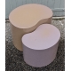 Kidney-shaped pull-out stool