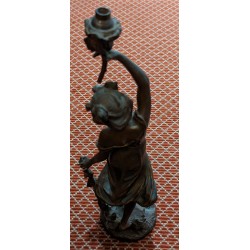 Pied de lampe "Rose Trémière" signé J. BARIAN