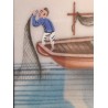 Paire de peintures chinoises \"Barques\"