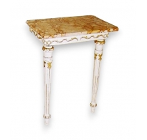 Petite console Louis XVI laquée, dessus marbre