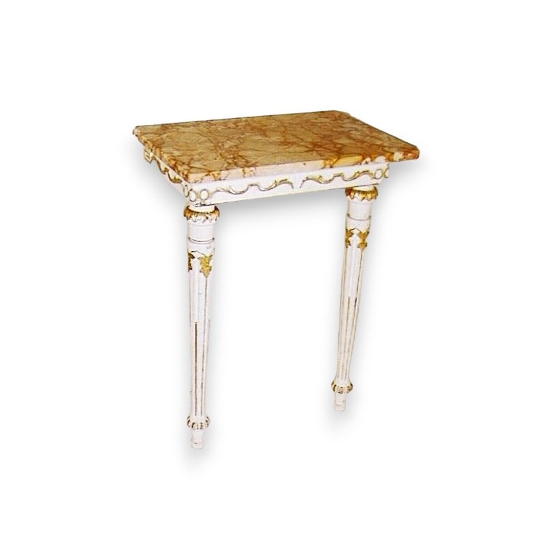 Petite console Louis XVI laquée, dessus marbre