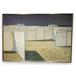 Tableau \"La plage\" signé LORIAUX