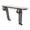 Art Deco console table in wrought iron, brass and marble