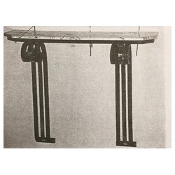 Art Deco console table in wrought iron, brass and marble