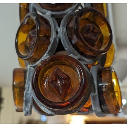 Lustre cylindrique \"Lèvres\" en verre et plomb