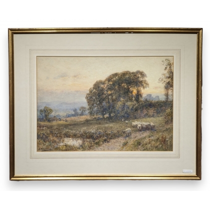 Watercolor "Changing pastures" signed ES WATERLOW