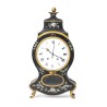 Neuchâtel-style clock in black and gold lacquered wood