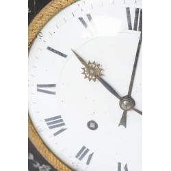 Neuchâtel-style clock in black and gold lacquered wood