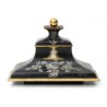 Neuchâtel-style clock in black and gold lacquered wood