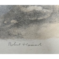 Gravure "Couple de blaireaux", signée HAINARD