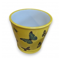 Cache-pot rond jaune papillons - Moyen