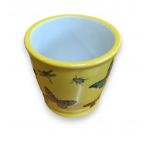 Cache-pot rond jaune papillons - Petit