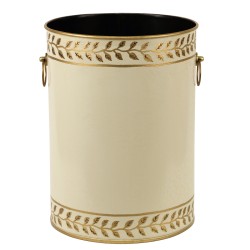 Round beige sheet metal wastepaper basket at  Moinat SA  - Antiques and home décor