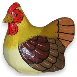 Sculpture \"Poule\", en papier maché.