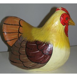 Sculpture \"Poule\", en papier maché.