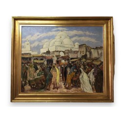 Huile sur toile \"Marché Oriental\" signé Ph. ZYSSET