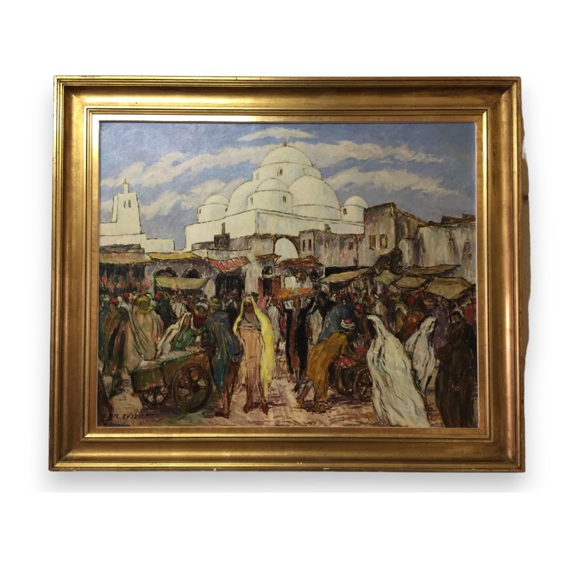 Paintings | Oil on canvas, ‘Oriental Market’, signed Ph. ZYSSET Moinat SA  – Antiques and home décor