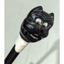 Canne pommeau Tête de chat articulée