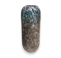Vase cilyndrique Corail émaillé or et turquoise