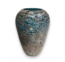 Vase canopé Corail émaillé or et turquoise