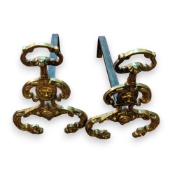Paire de chenets néoclassique à têtes de lion