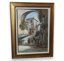 Tableau "Ville méditerranéenne" signé TACKIS