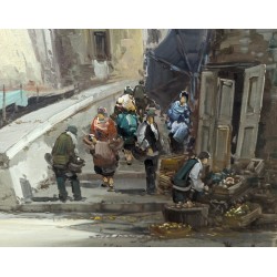 Tableau \"Ville méditerranéenne\" signé TACKIS