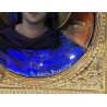 Boite carrée en laiton décor émaillé \"La vièrge\"