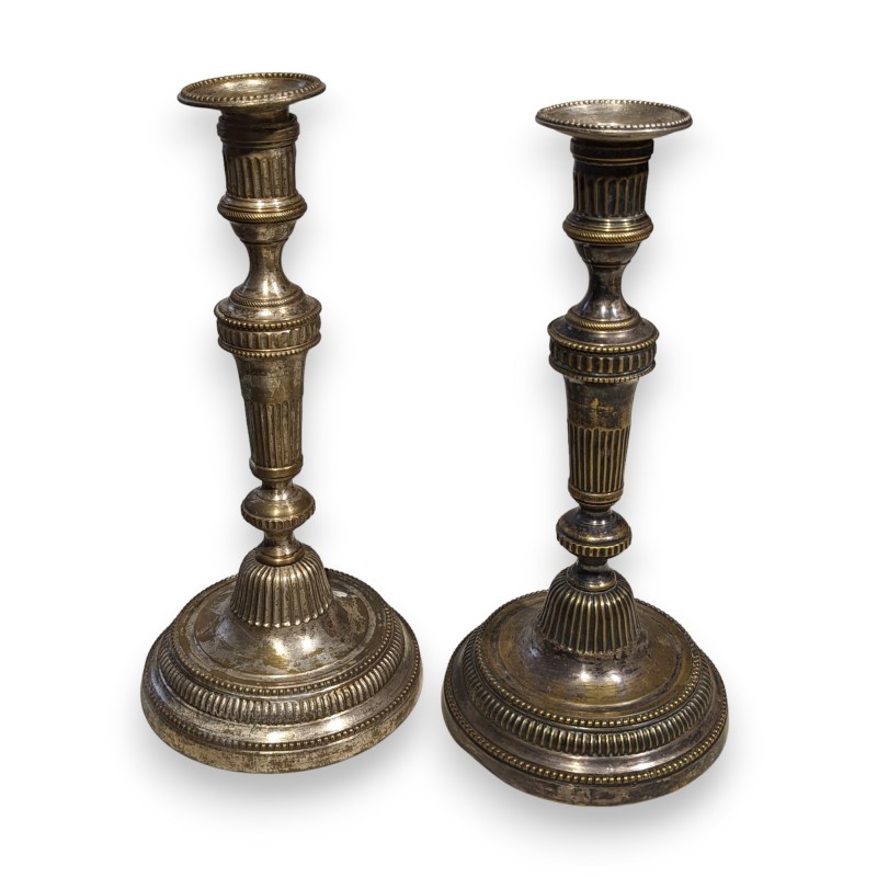 Pair of silver-plated Louis XVI-style candlesticks