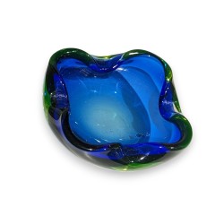 Cendrier en verre de Murano, bleu vert