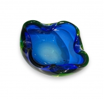 Cendrier en verre de Murano, bleu vert