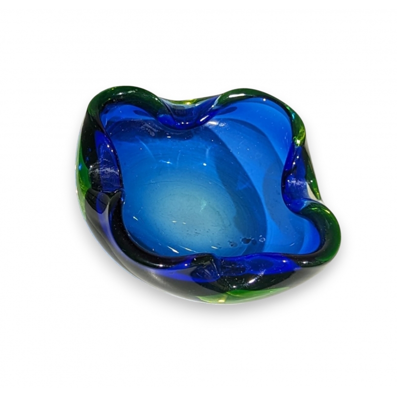 Cendrier en verre de Murano, bleu vert