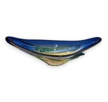 Coupe en verre de Murano, bleu jaune