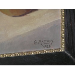 Tableau \"Nature morte, fruits\", signé MATTHEY.