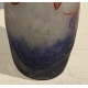 Vase tube bleu et blanc Fuchsia signé DAUM