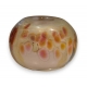 Vase boule en verre jaune signé ALLEX 1983