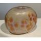 Vase boule en verre jaune signé ALLEX 1983