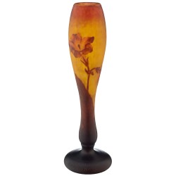 Vase "Nicotiana" jaune et orange signé DAUM NANCY
