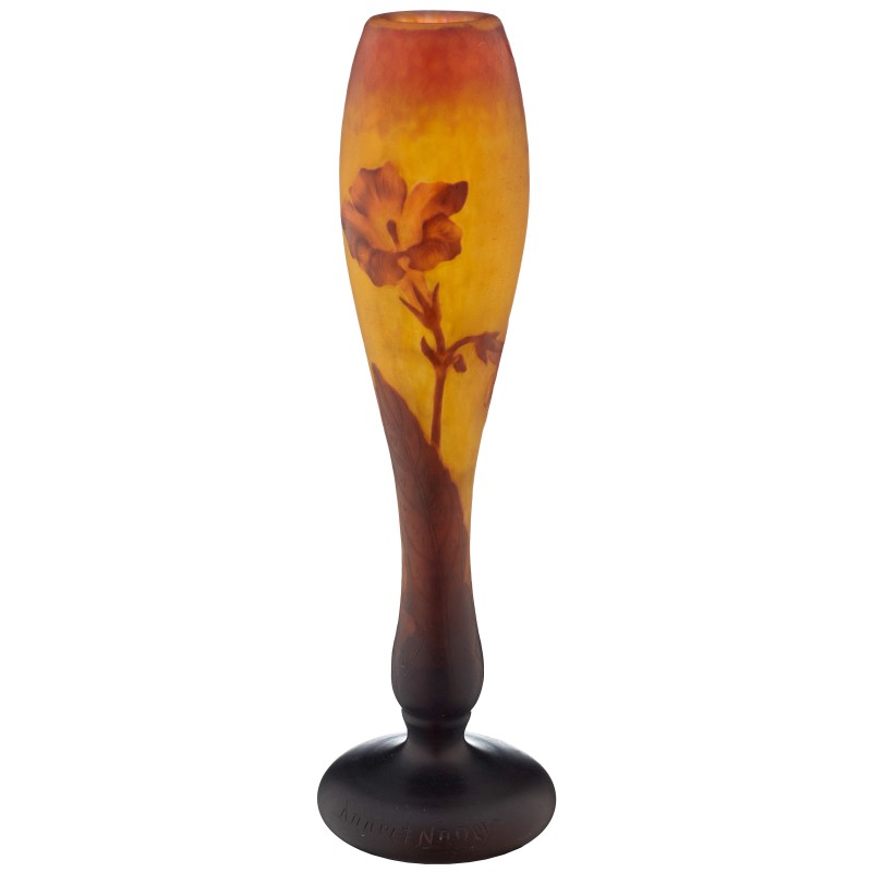 Vase "Nicotiana" jaune et orange signé DAUM NANCY