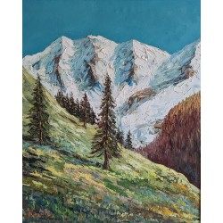 Paintings | Oil on canvas ‘Mountains’, signed FUCHS Moinat SA  – Antiques and home décor