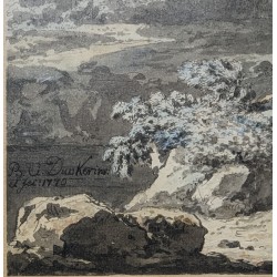 Dessin "Ruine de château" signé B.A. DUNKER