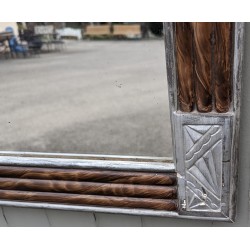 Miroir Art-Deco peint faux bois et argenté