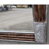 Miroir Art-Deco peint faux bois et argenté