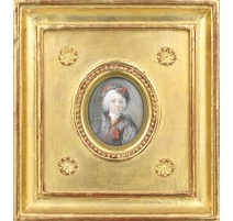 Portrait miniature Homme au chapeau noir et rouge