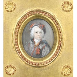 Portrait miniature Homme au chapeau noir et rouge
