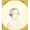 Portrait miniature dessin Dame 1843