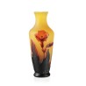 Petit vase balustre rouge et orange signé DAUM