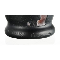Petit vase balustre rouge et orange signé DAUM
