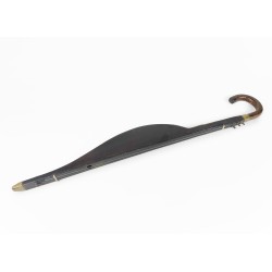 Walking stick with a three-stringed musical instrument
