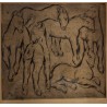 Lithographie "6 chevaux" signée